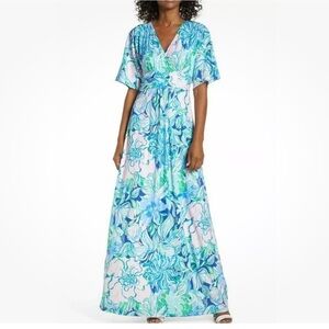 NWT Lilly Pulitzer Parigi Maxi Dress Party Thyme Print Sz L HTF Rare Green Flora